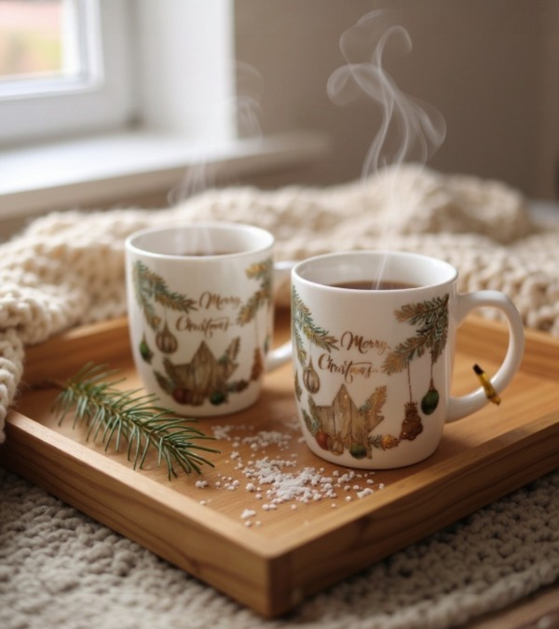 Коледна чаша с дръжка 2бр. с лъжица 2бр. 210мл.CH54B