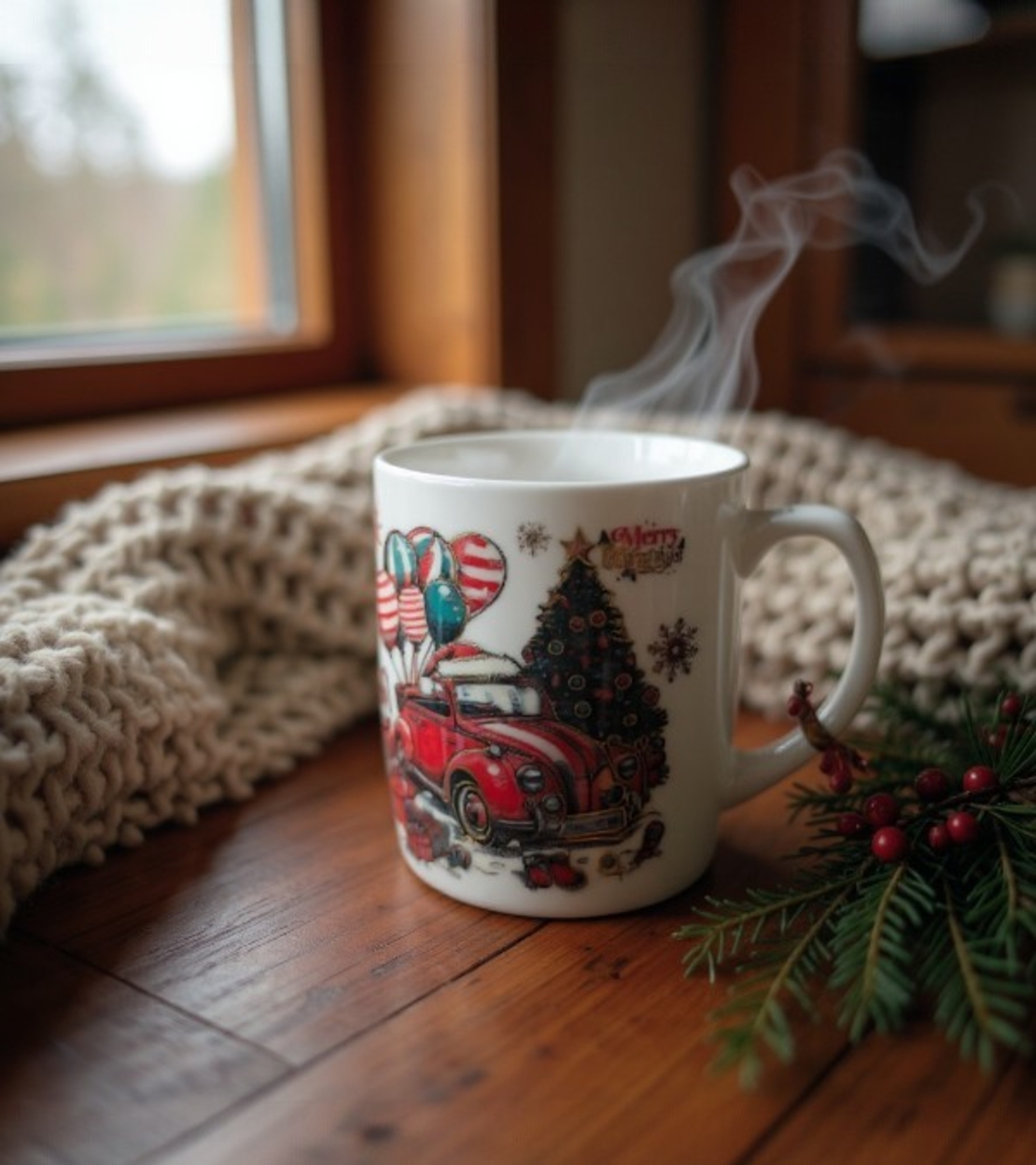 Коледна чаша с дръжка и лъжица в кутия 210мл.ZH274B