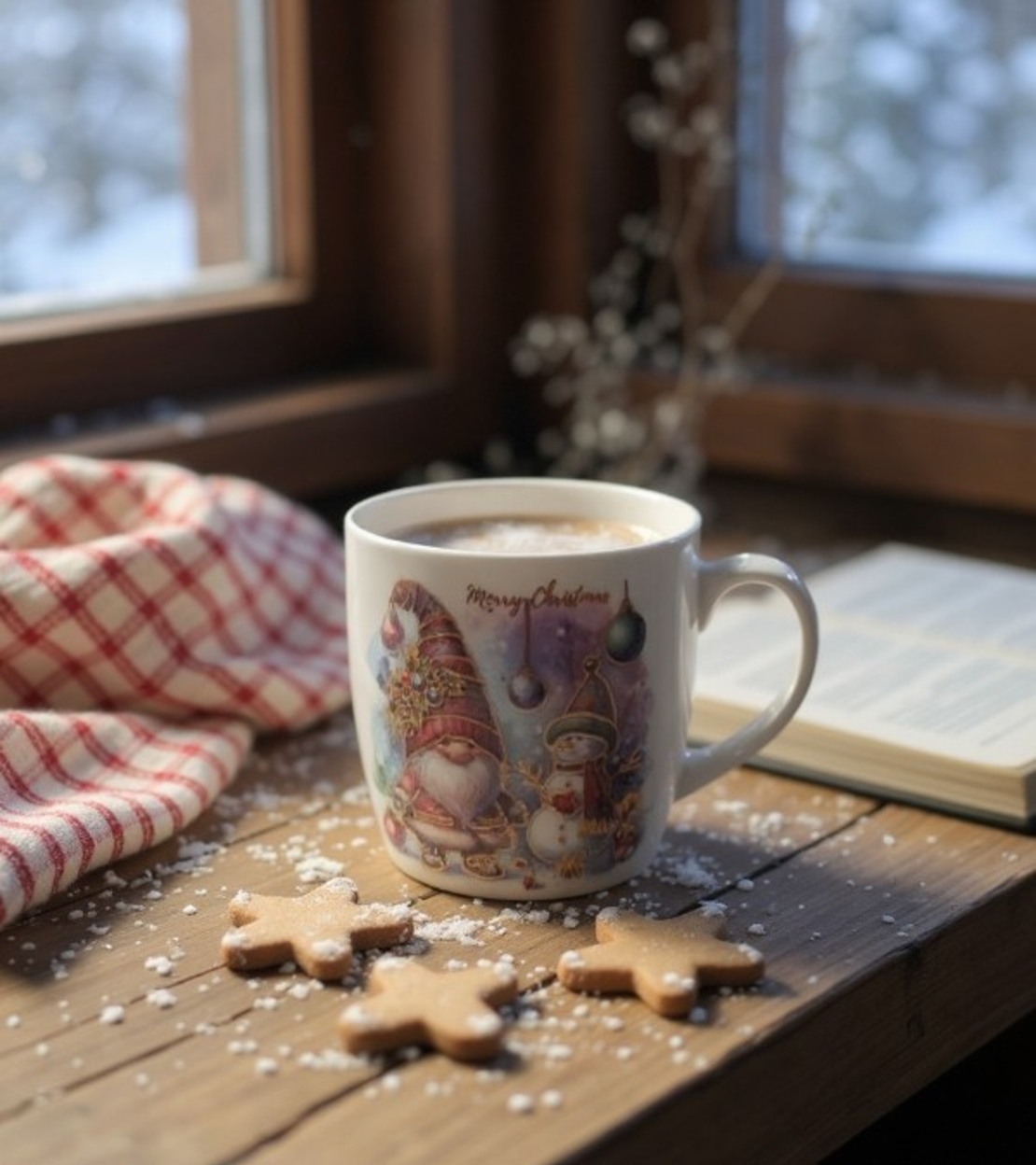 Коледна чаша с капак и лъжица 350мл. Q-32B