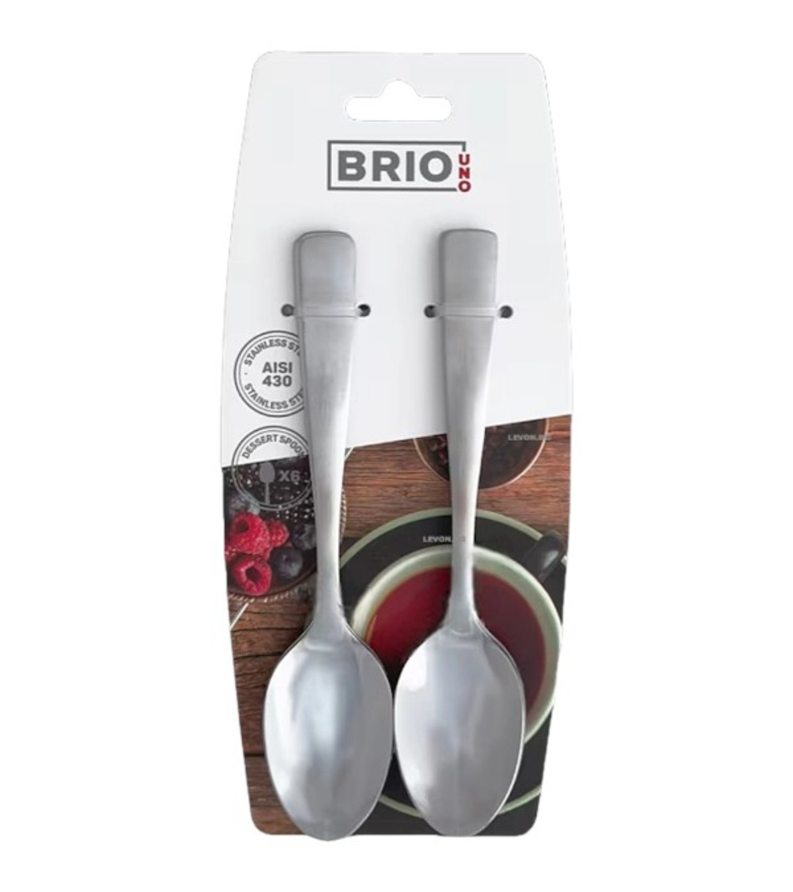 Лъжички за Чай и Десерт Brio Uno, Комплект от 6 броя, Неръждаема Стомана 18/0