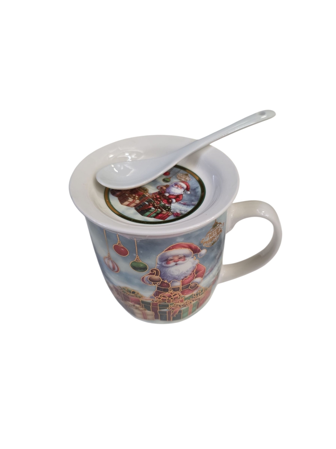 Коледна чаша с капак и лъжица 350мл.Q-43B