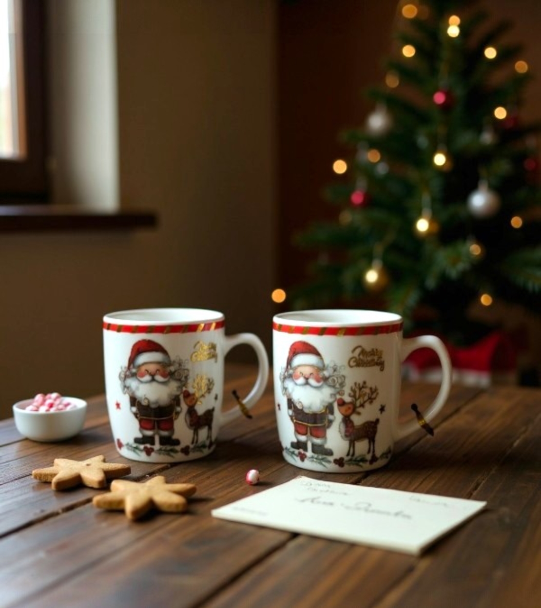 Коледна чаша с дръжка 2бр. с лъжица 2бр. 210мл.CH61B