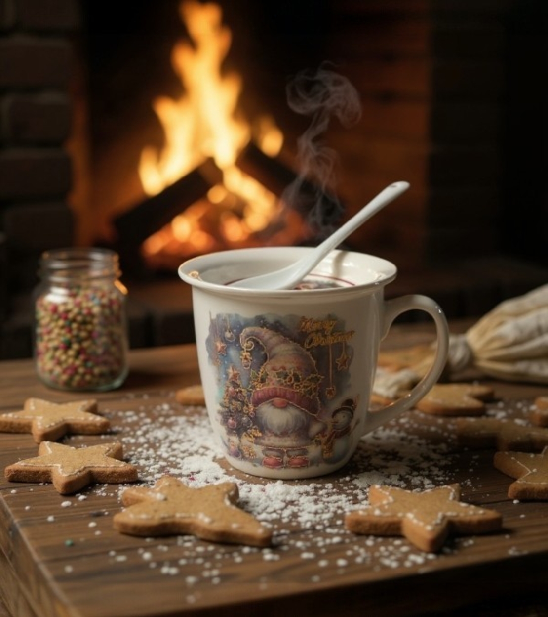 Коледна чаша с капак и лъжица 350мл. Q-39B