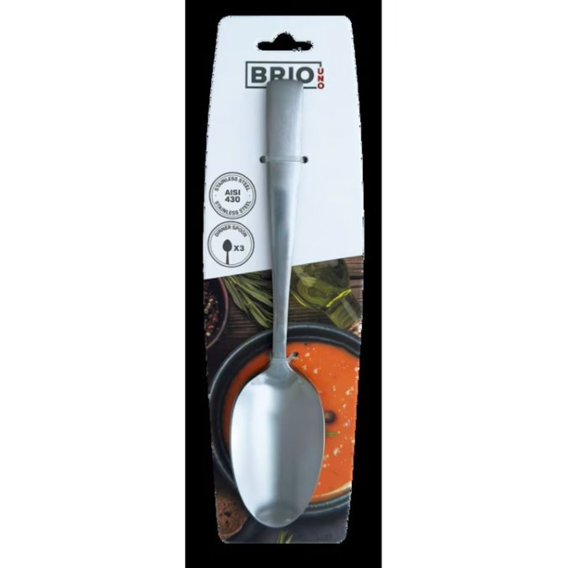 Лъжици за Основно Хранене Brio Uno, Комплект от 3 броя, Неръждаема Стомана 18/0