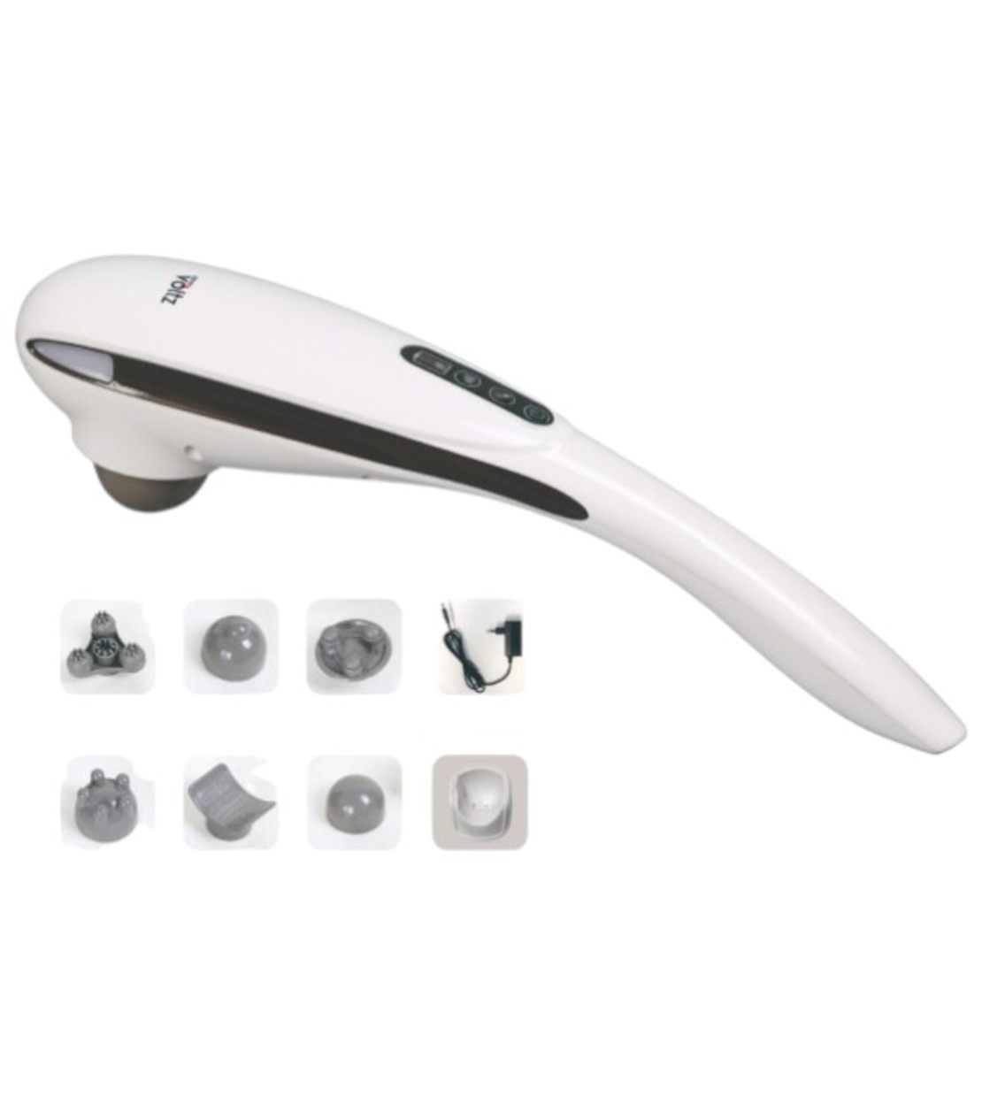 Ръчен масажор Oliver Voltz OV56520A, 12W, 4 режима на работа и 5 нива на интензивност, 5 глави, Бял