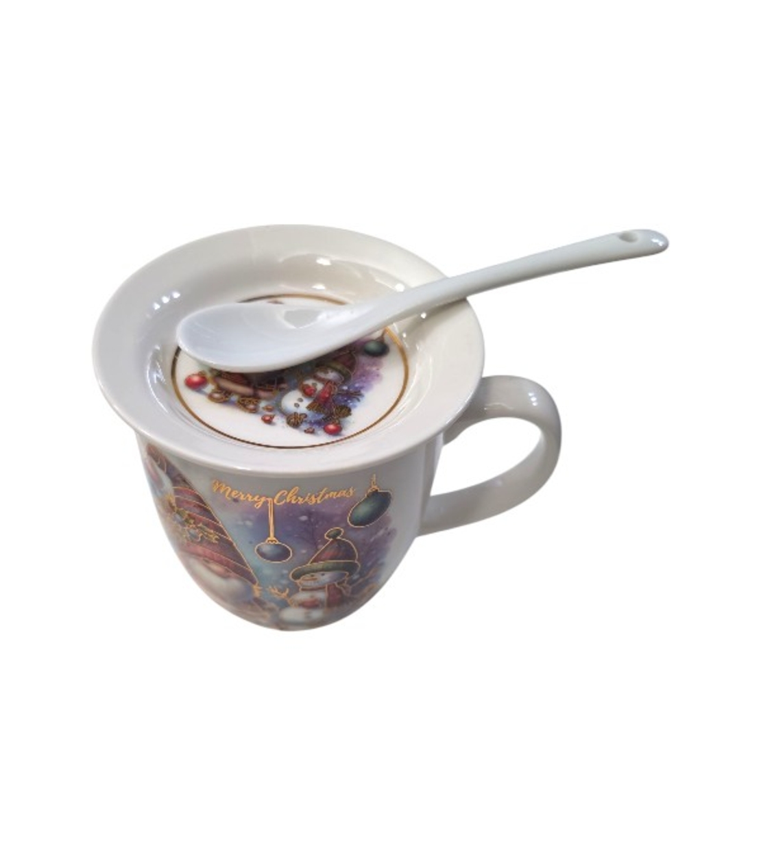 Коледна чаша с капак и лъжица 350мл. Q-32B