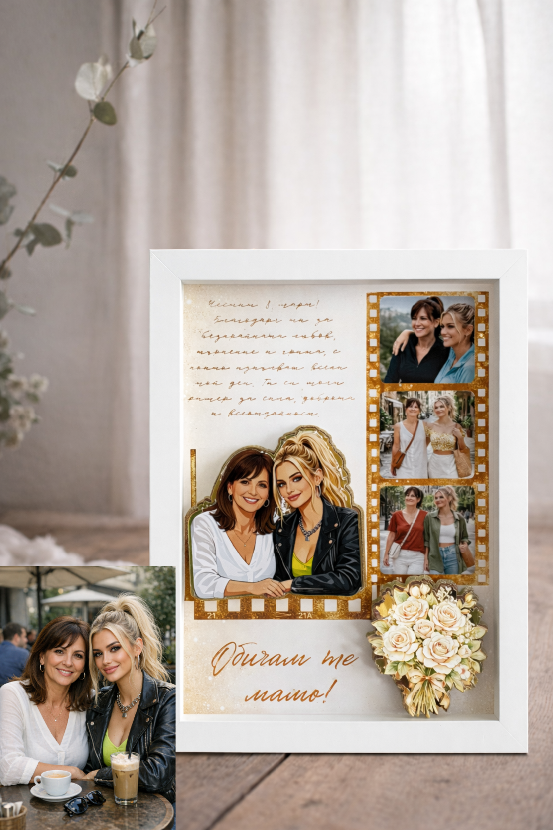 CRAFTONA Рамка с колаж от снимки - подарък за 8 март