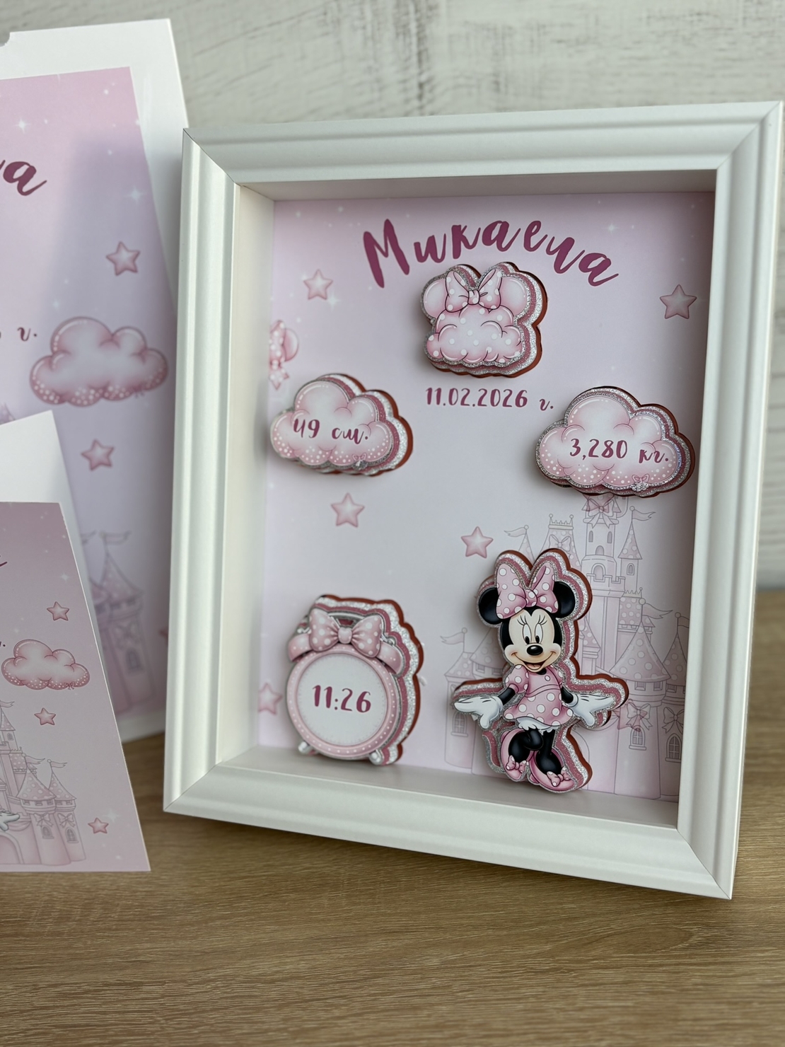 Рамка визитка за новородено - Мини Маус