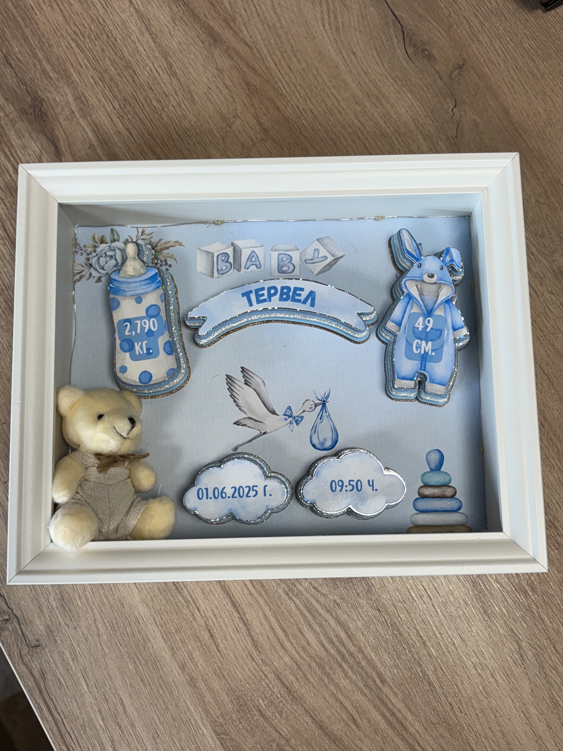 Рамка визитка за новородено „Сладкият миг“