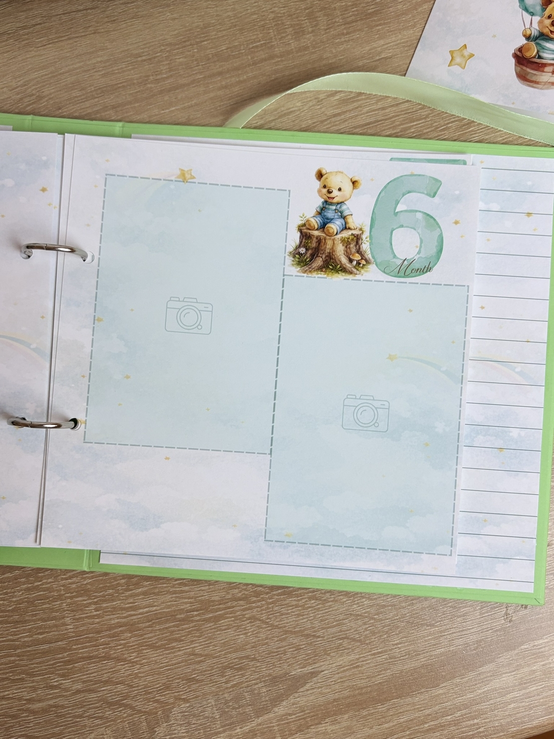 Албум за новородено с ринг механизъм 22х22 см., 12 листа - зелен Pooh