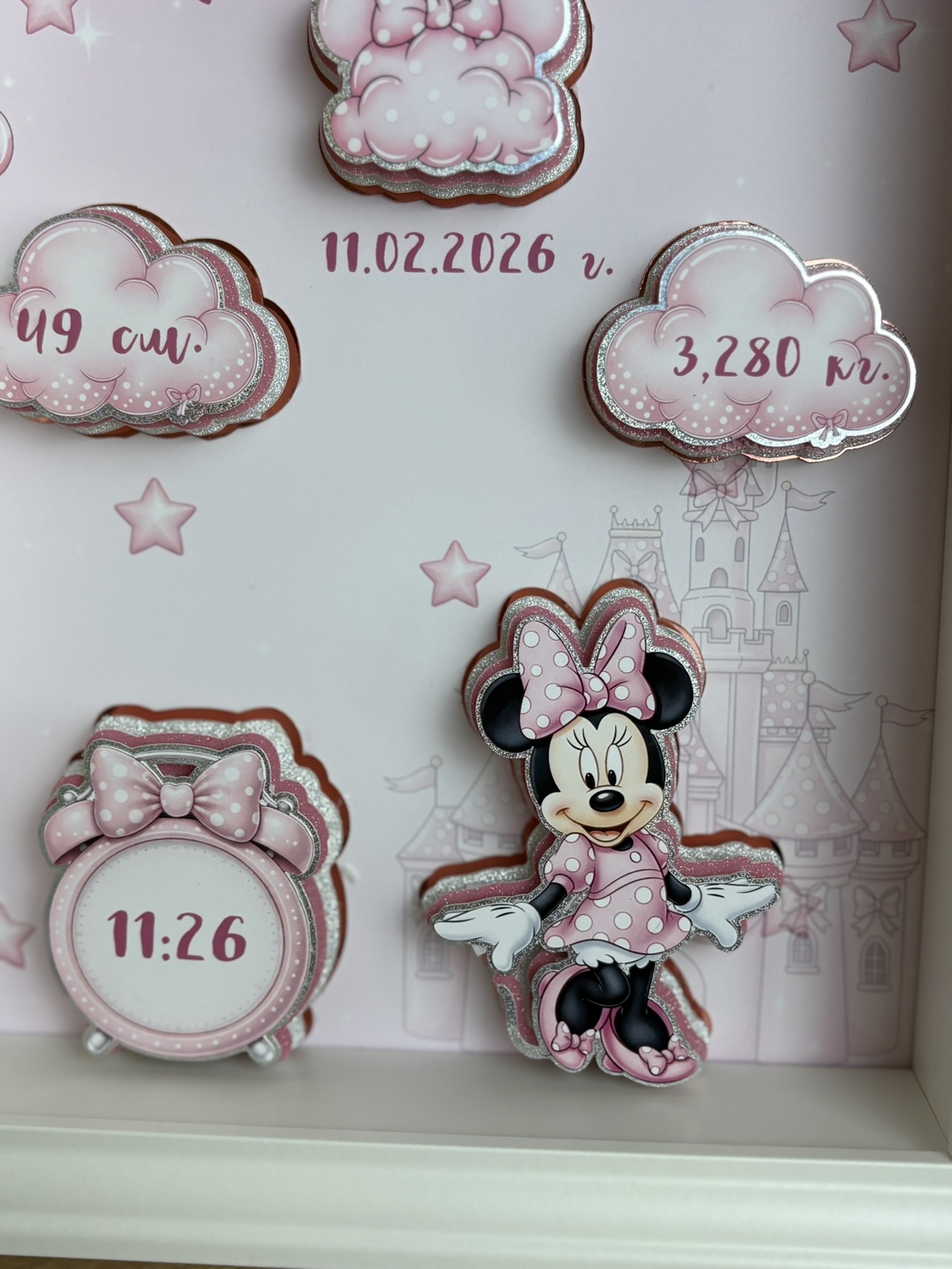 Рамка визитка за новородено - Мини Маус