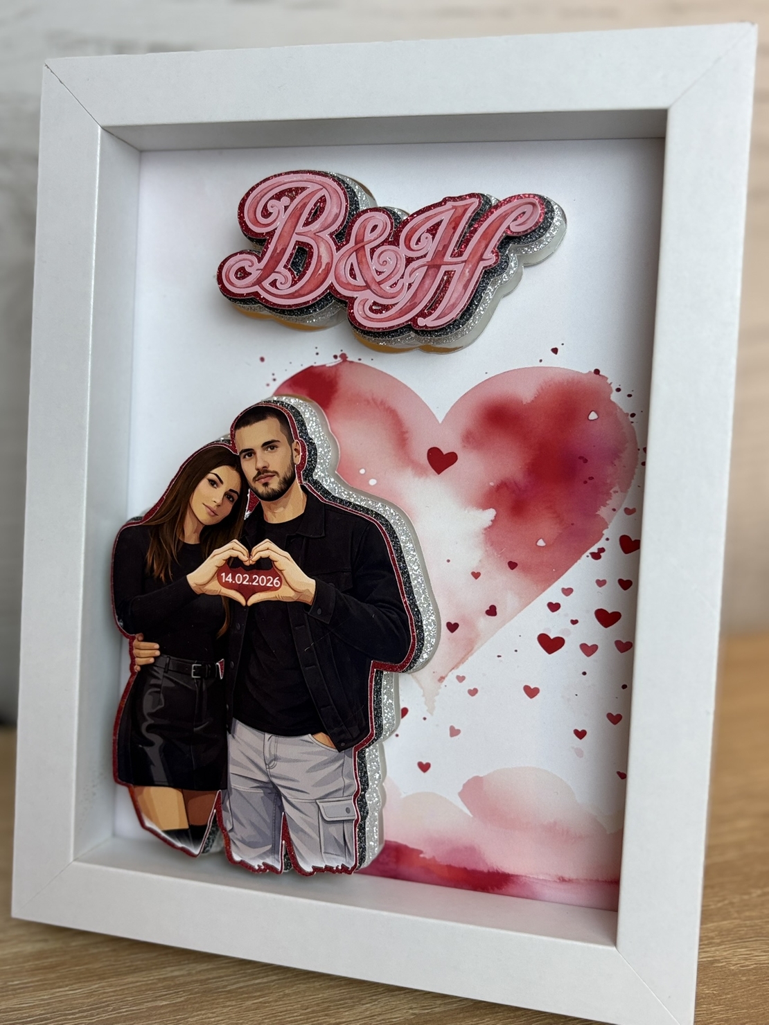 CRAFTONA Рамка с 3д елементи - сърца и ваша снимка