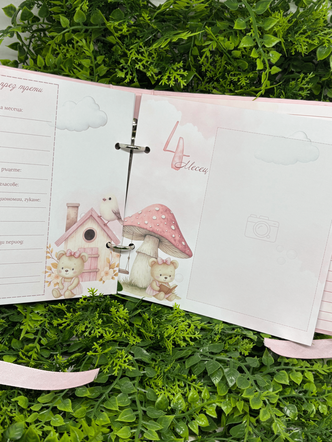 CRAFTONA Албум дневник с ринг механизъм - розово мече