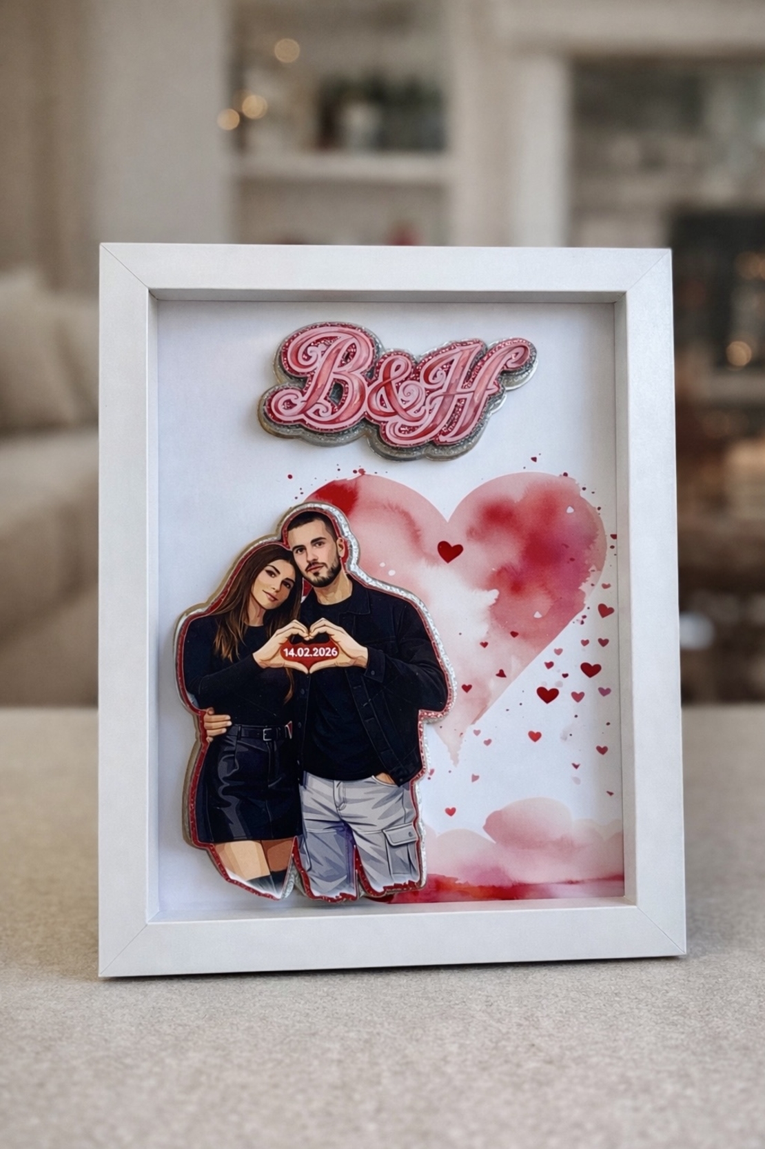 CRAFTONA Рамка с 3д елементи - сърца и ваша снимка