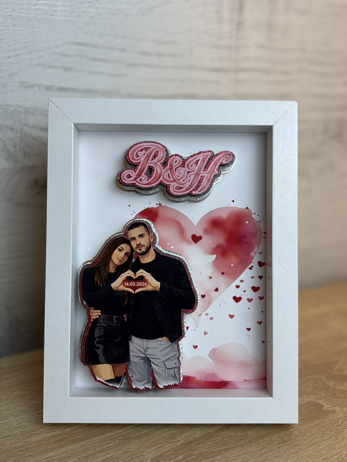CRAFTONA Рамка с 3д елементи - сърца и ваша снимка