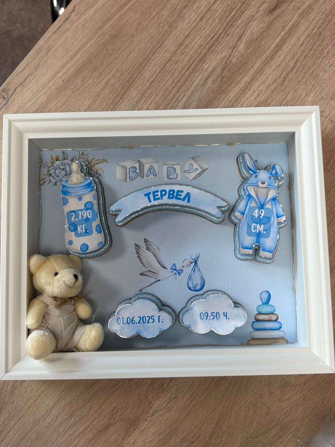 Рамка визитка за новородено „Сладкият миг“