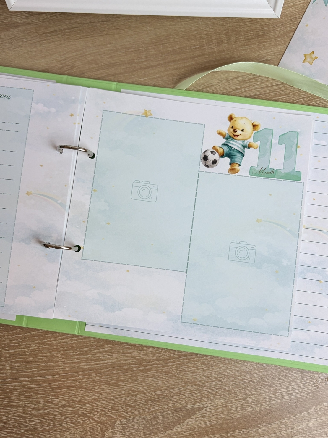 Албум за новородено с ринг механизъм 22х22 см., 12 листа - зелен Pooh