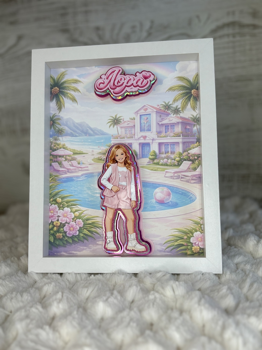 CRAFTONA Рамка с 3д изображение по снимка - Барби свят за дете