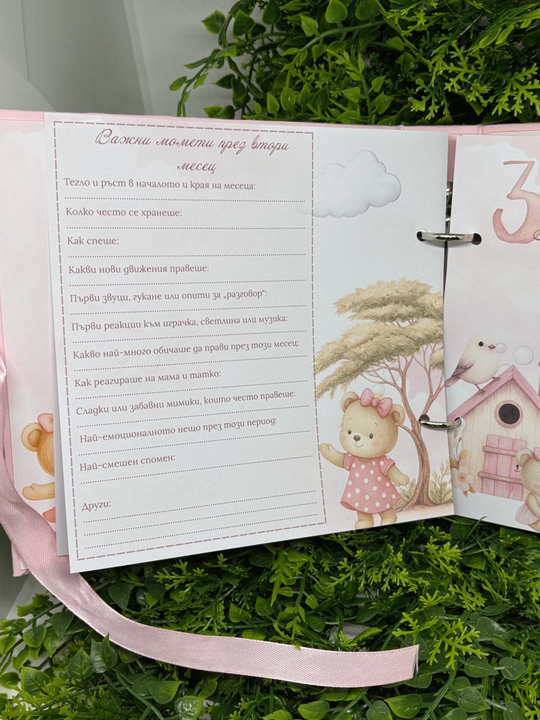 CRAFTONA Албум дневник с ринг механизъм - розово мече