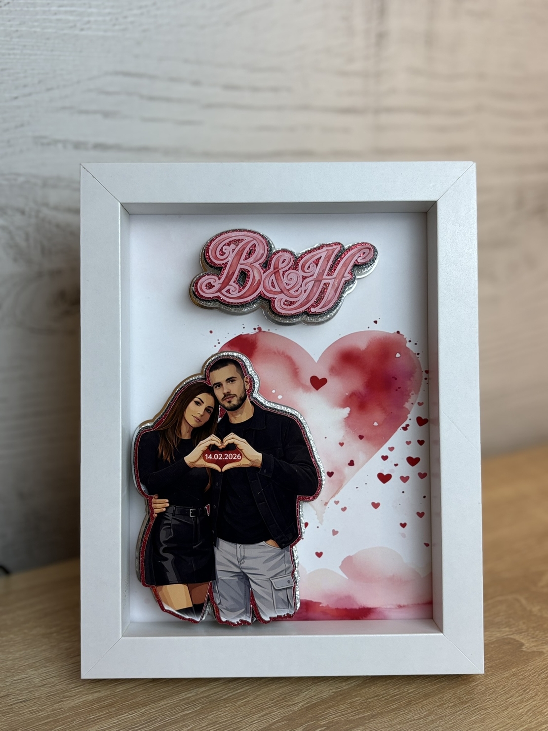 CRAFTONA Рамка с 3д елементи - сърца и ваша снимка