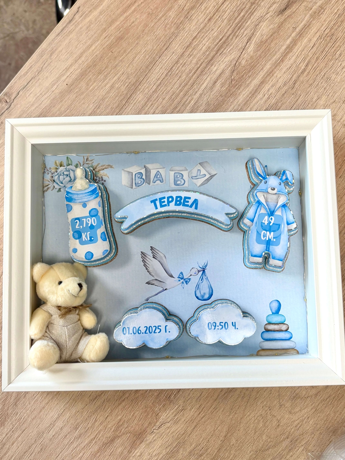 Рамка визитка за новородено „Сладкият миг“