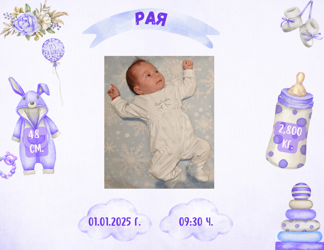 Рамка визитка за новородено „Сладкият миг“
