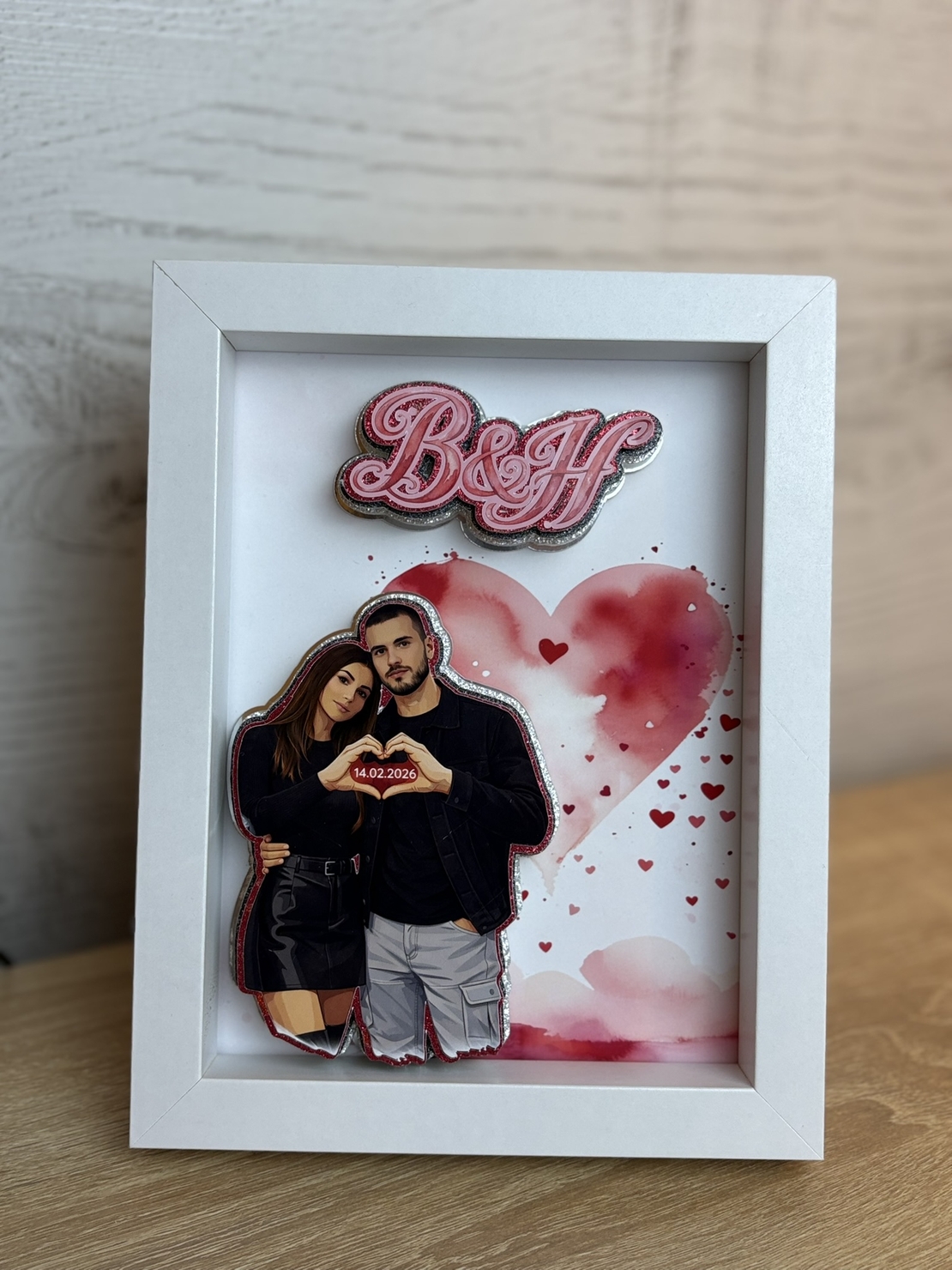 CRAFTONA Рамка с 3д елементи - сърца и ваша снимка
