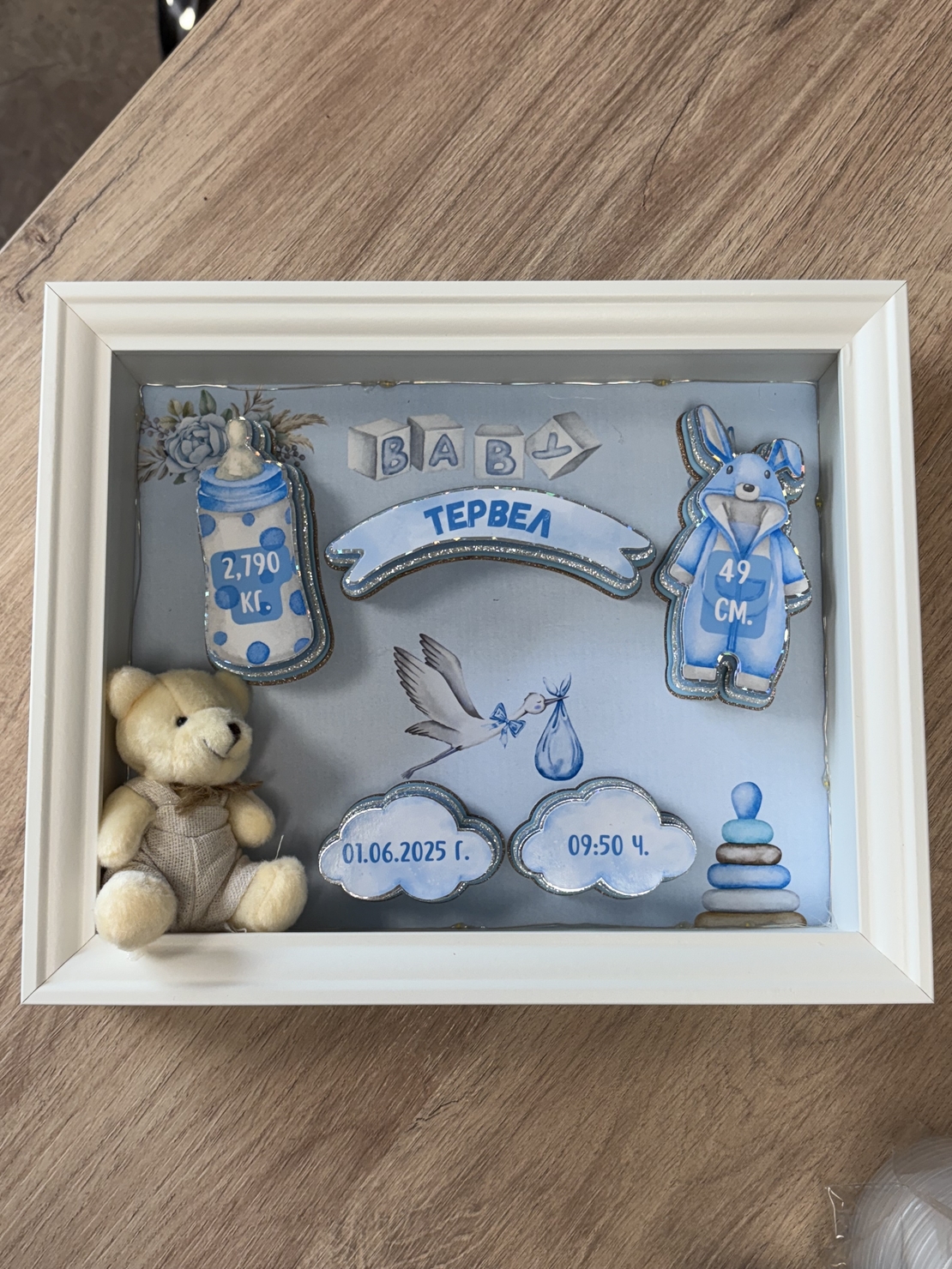 Рамка визитка за новородено „Сладкият миг“