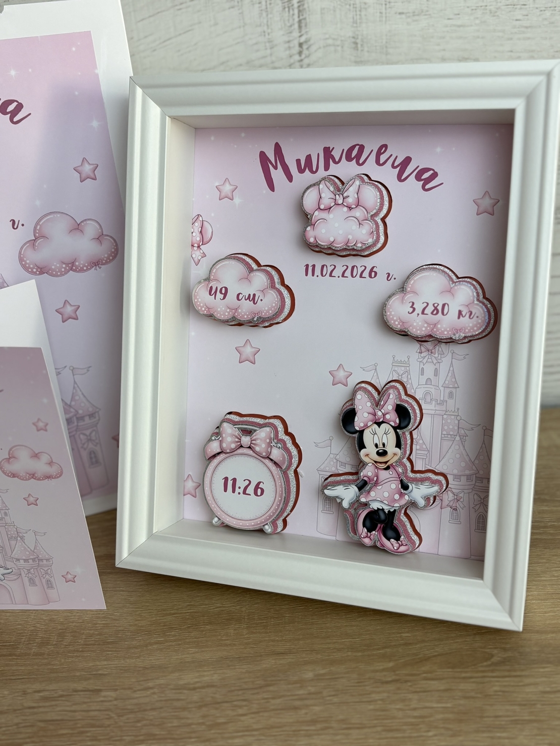 Рамка визитка за новородено - Мини Маус