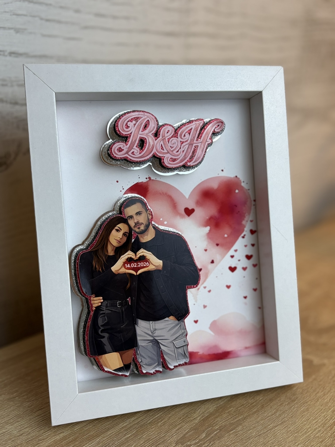 CRAFTONA Рамка с 3д елементи - сърца и ваша снимка