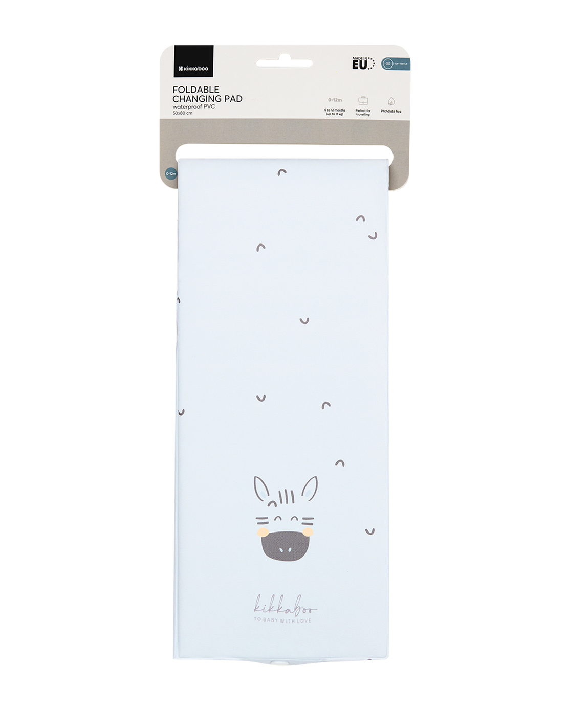 KikkaBoo Сгъваема PVC Подложка за Повиване 50х80см Stripy Friends Синя