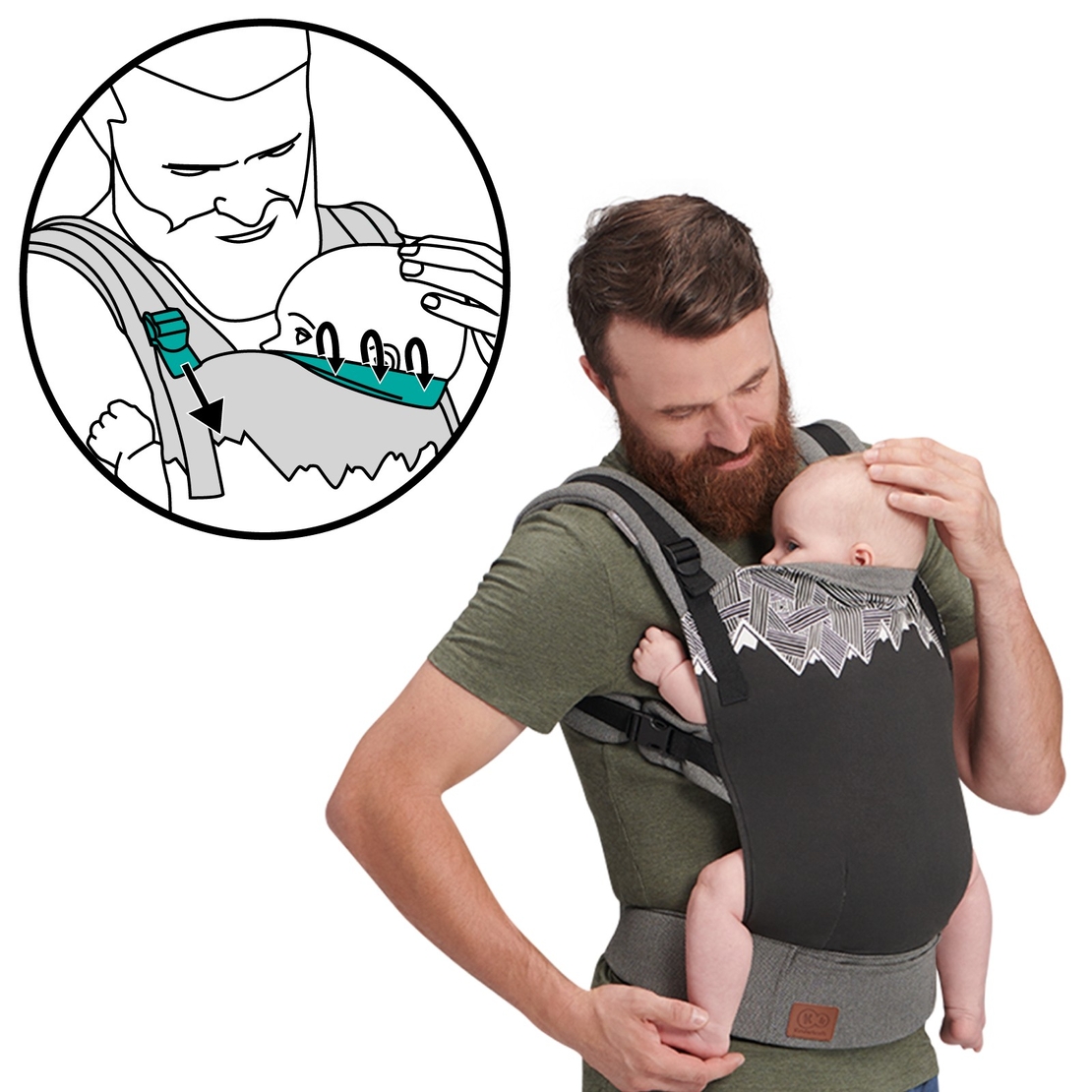  Ергономична раница за бебе KinderKraft MILO, Черна 