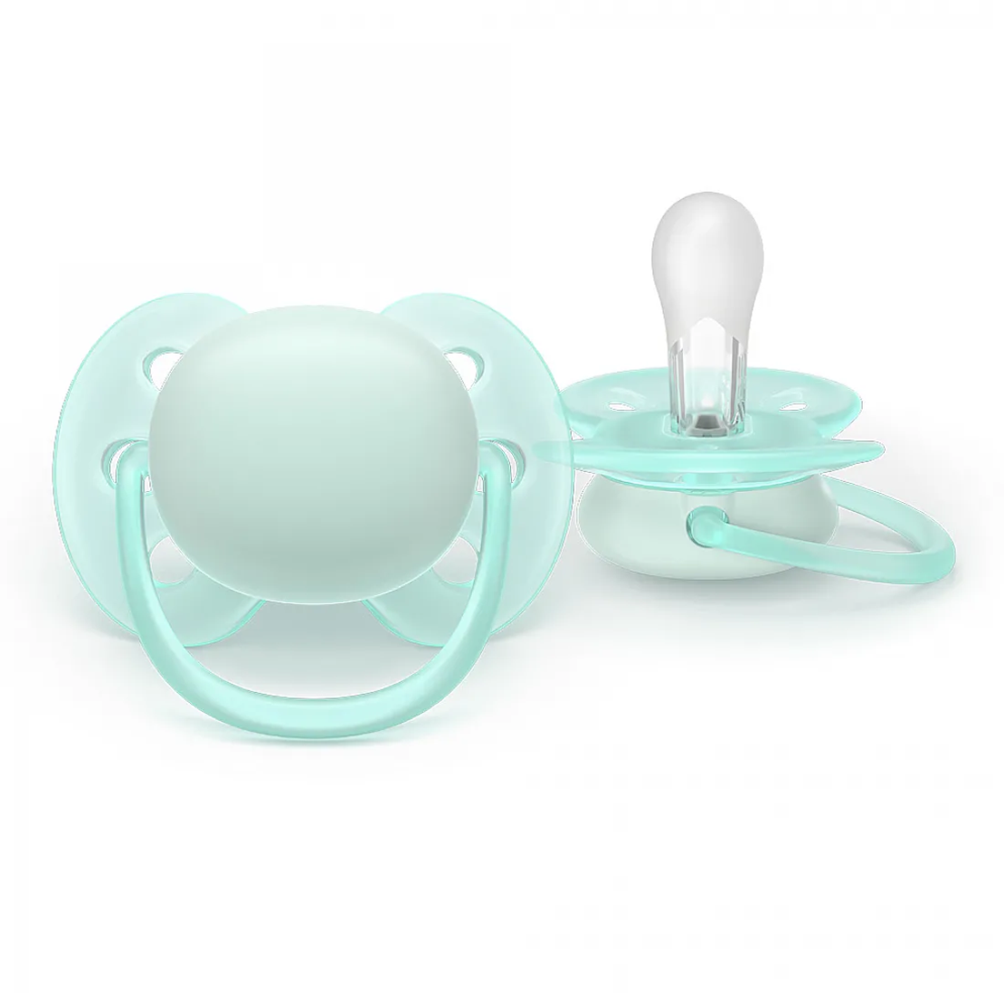 Philips AVENT SCF091/40 Комплект 2 Броя Ортодонтични Силиконови Залъгалки Ultra Soft 0-6м+ в Кутия за Стерилизиране