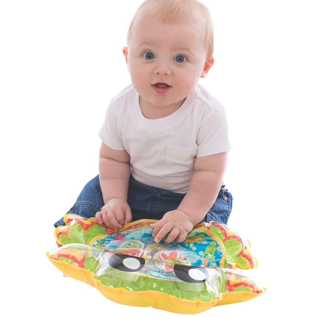 Playgro Pat & Play Water Mat Надуваема Играчка с Дизайн на Жаба която се Пълни с Вода с Плуващи Водни Герои от 3м+