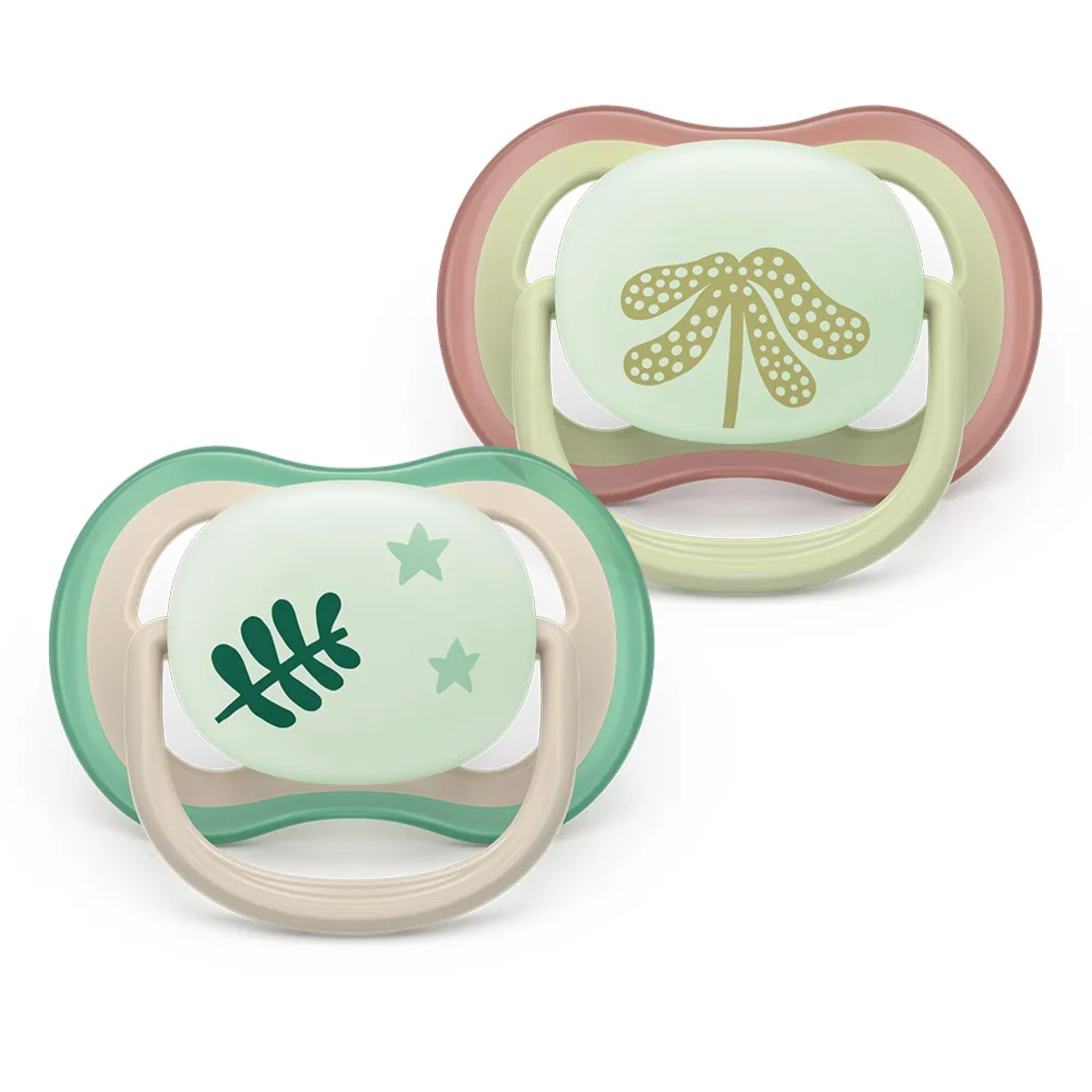 Philips AVENT SCF376/31 Комплект 2 Броя Светещи Ортодонични Силиконови Залъгалки Ultra Air от 6-18м+ с Картинки в Кутия за Стерилизиране