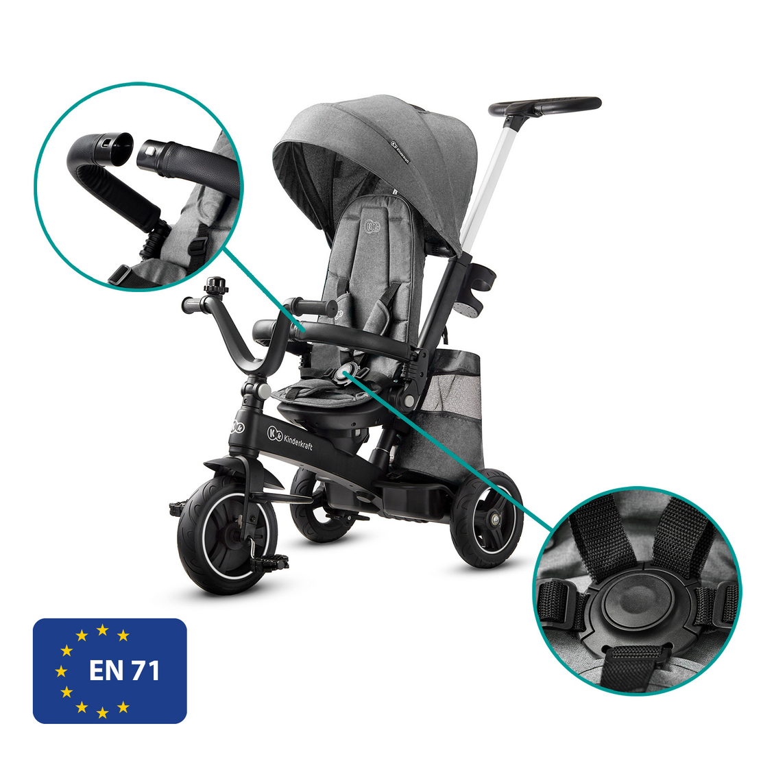  Триколка KinderKraft EASYTWIST, Сива 