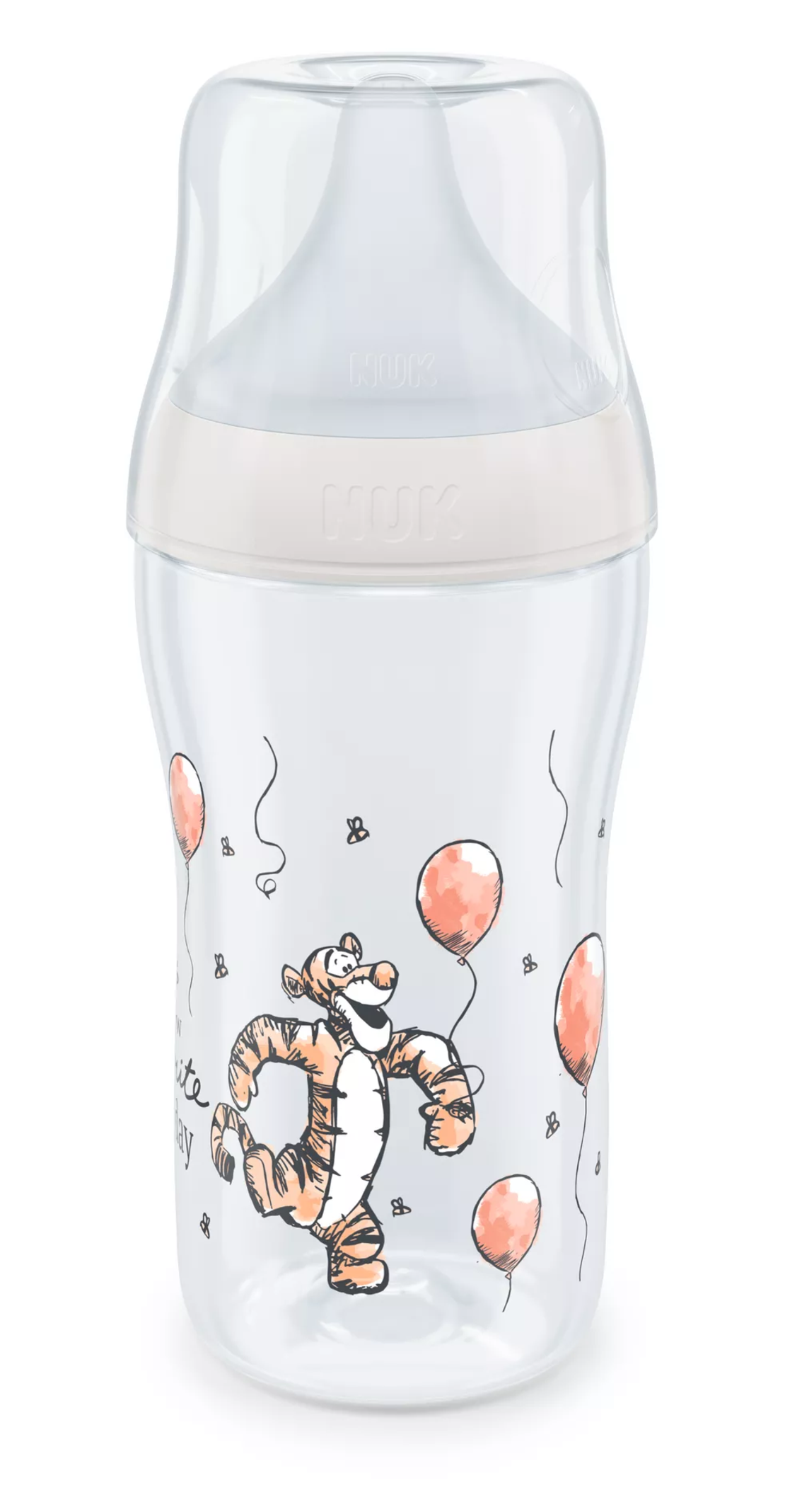 NUK Perfect Match Шише РР 260мл със Силиконов Биберон за хранене M 3+ месеца Disney Тигър