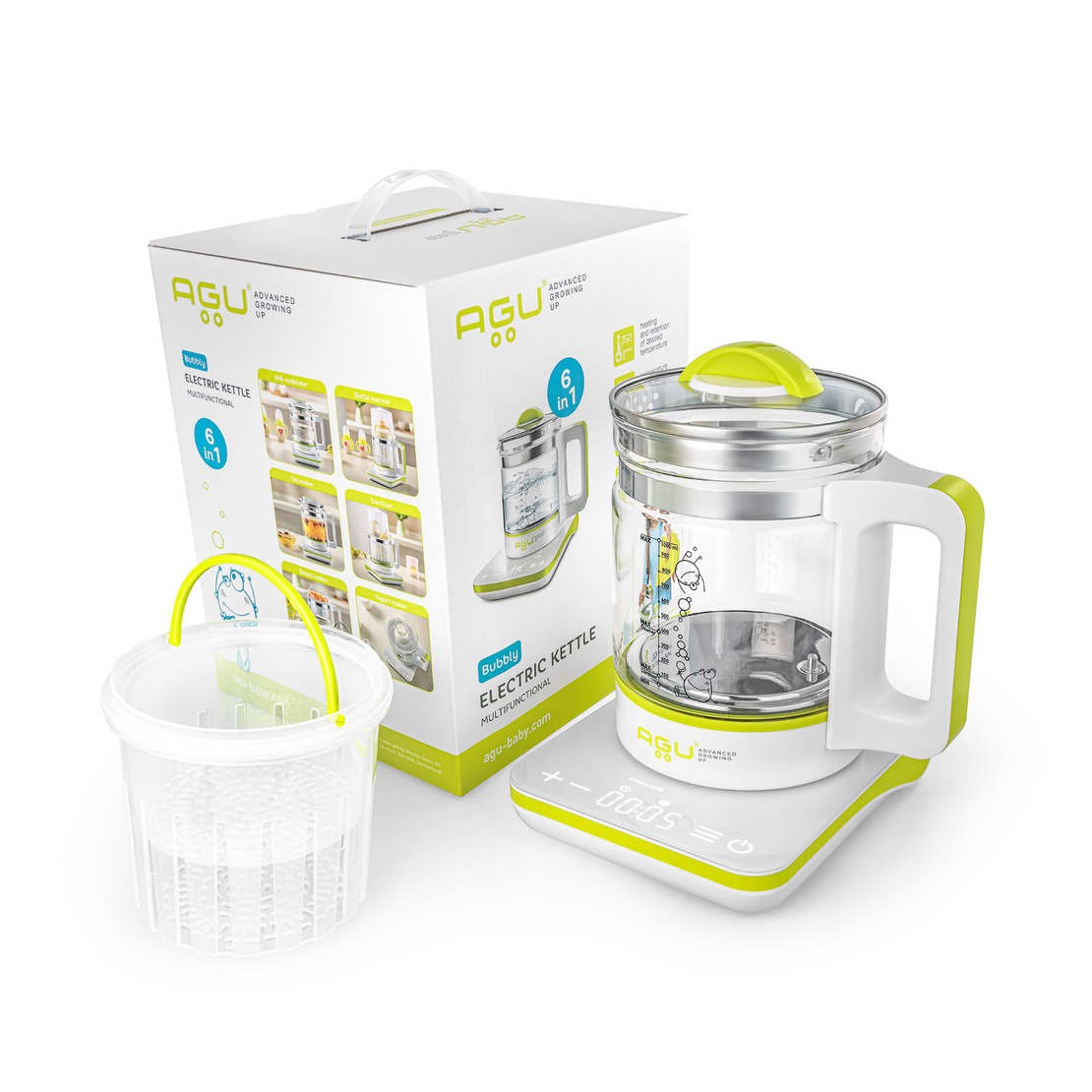 AGU BUBBLY ЕЛЕКТРИЧЕСКА КАНА 6 В 1