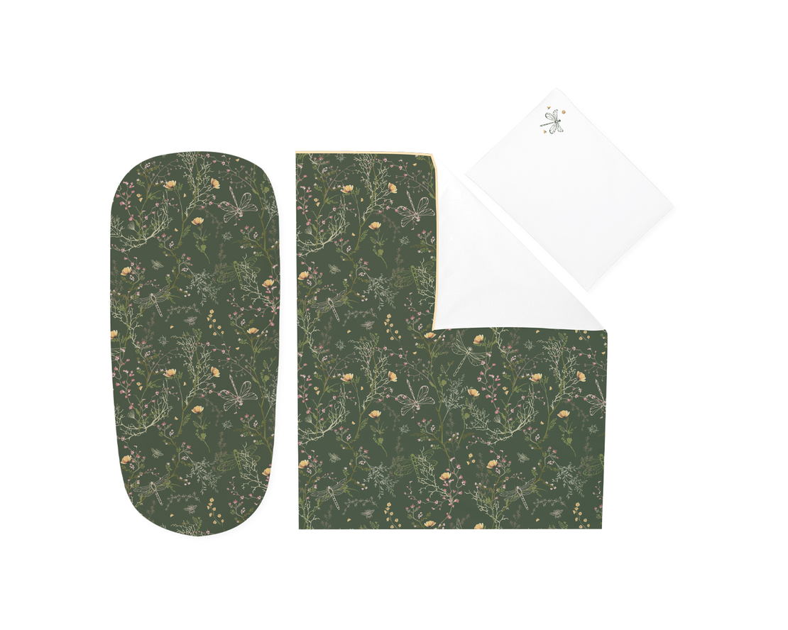 KikkaBoo Бебешки Спален Комплект за Количка 6 Части Secret Garden Green