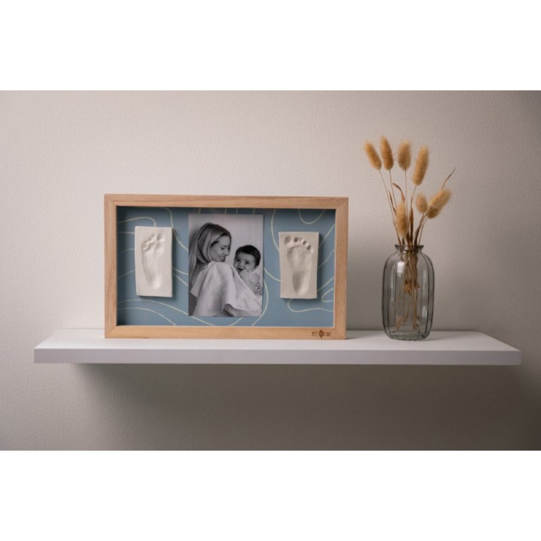Petit ARTichaut Дървена Рамка за 2 Бебешки Отпечатъка и Снимка Blue Abstract
