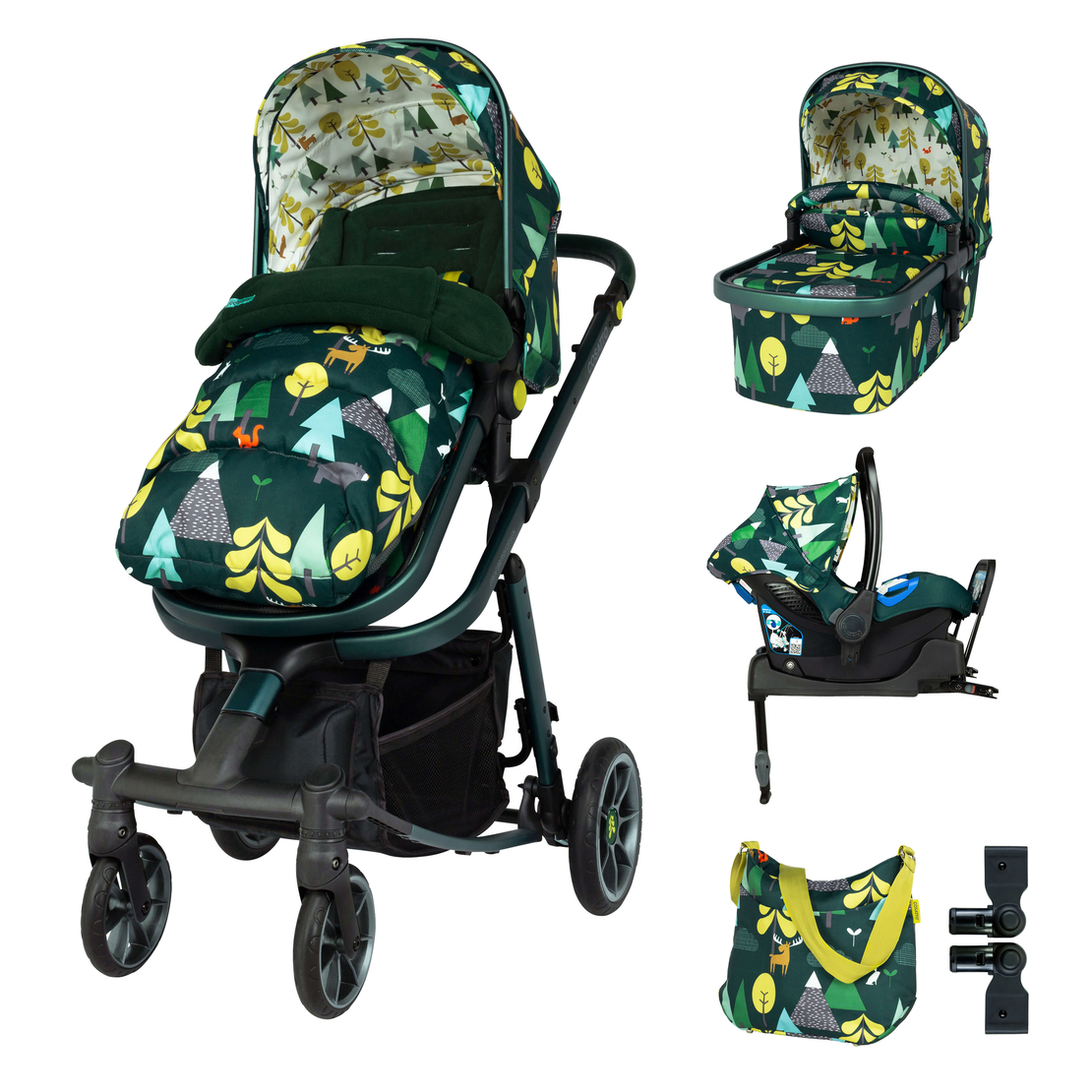 Промопакет Cosatto Giggle Quad Into the Wild 3в1 + i-Size база и чувалче за крака