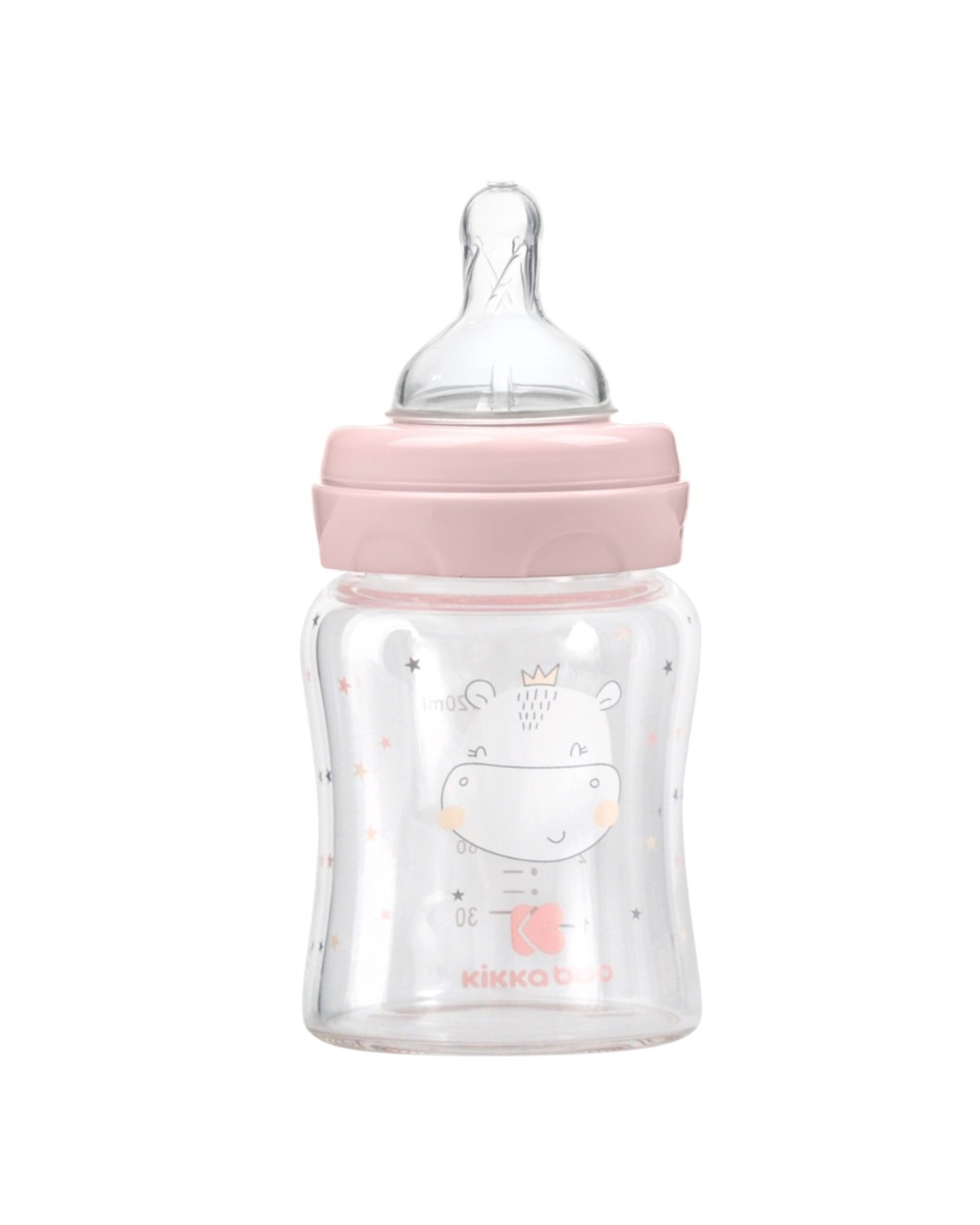 KikkaBoo Шише Стъклено 120мл Hippo Dreams Pink