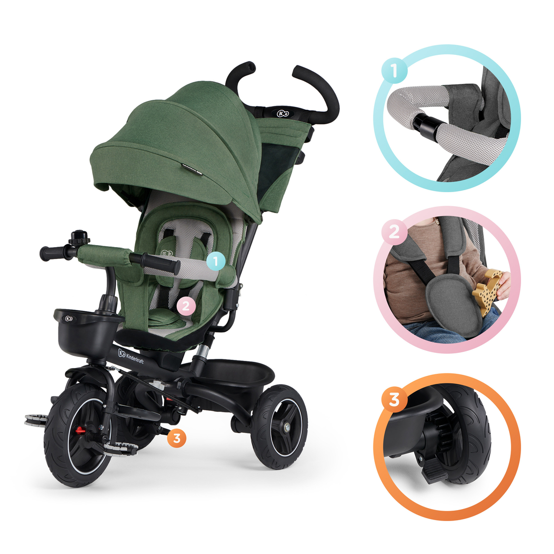  Триколка Kinderkraft SPINSTEP, зелена 
