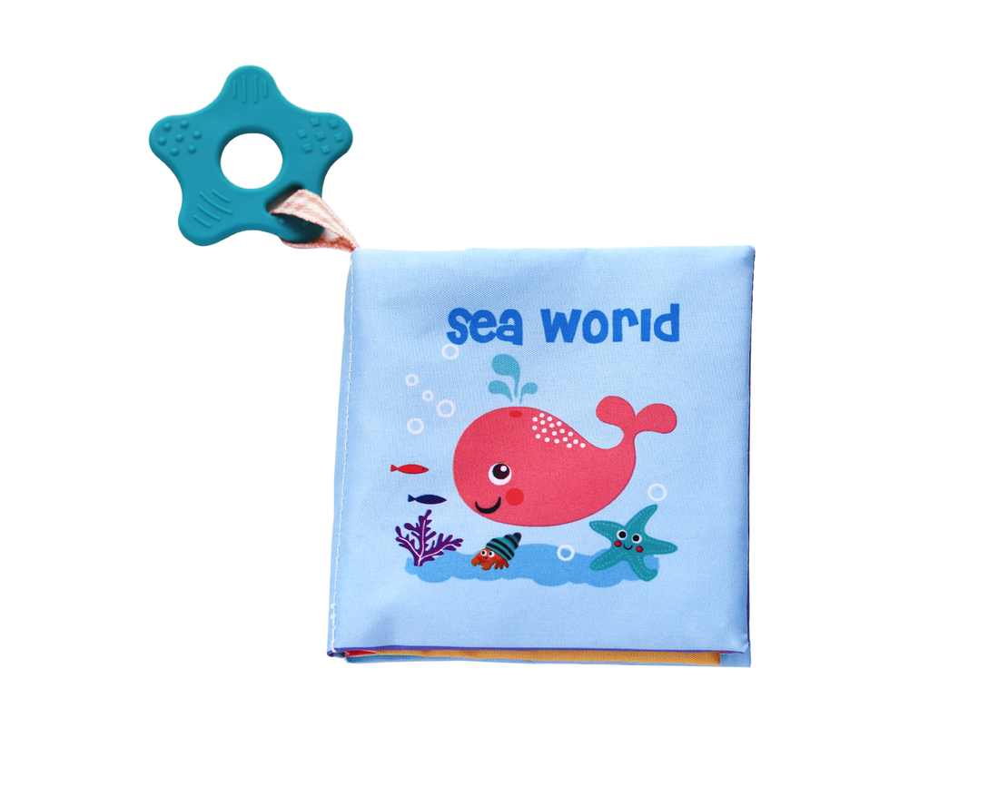 KikkaBoo Образователна текстилна книжка с чесалка Sea World