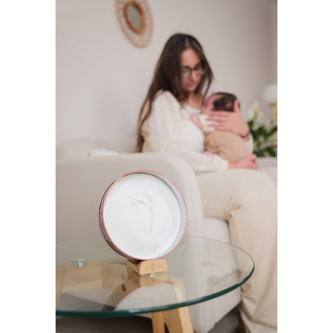 Petit ARTichaut Кръгла Метална Кутия за Бебешки Отпечатък със Стойка Rainbow Terracotta