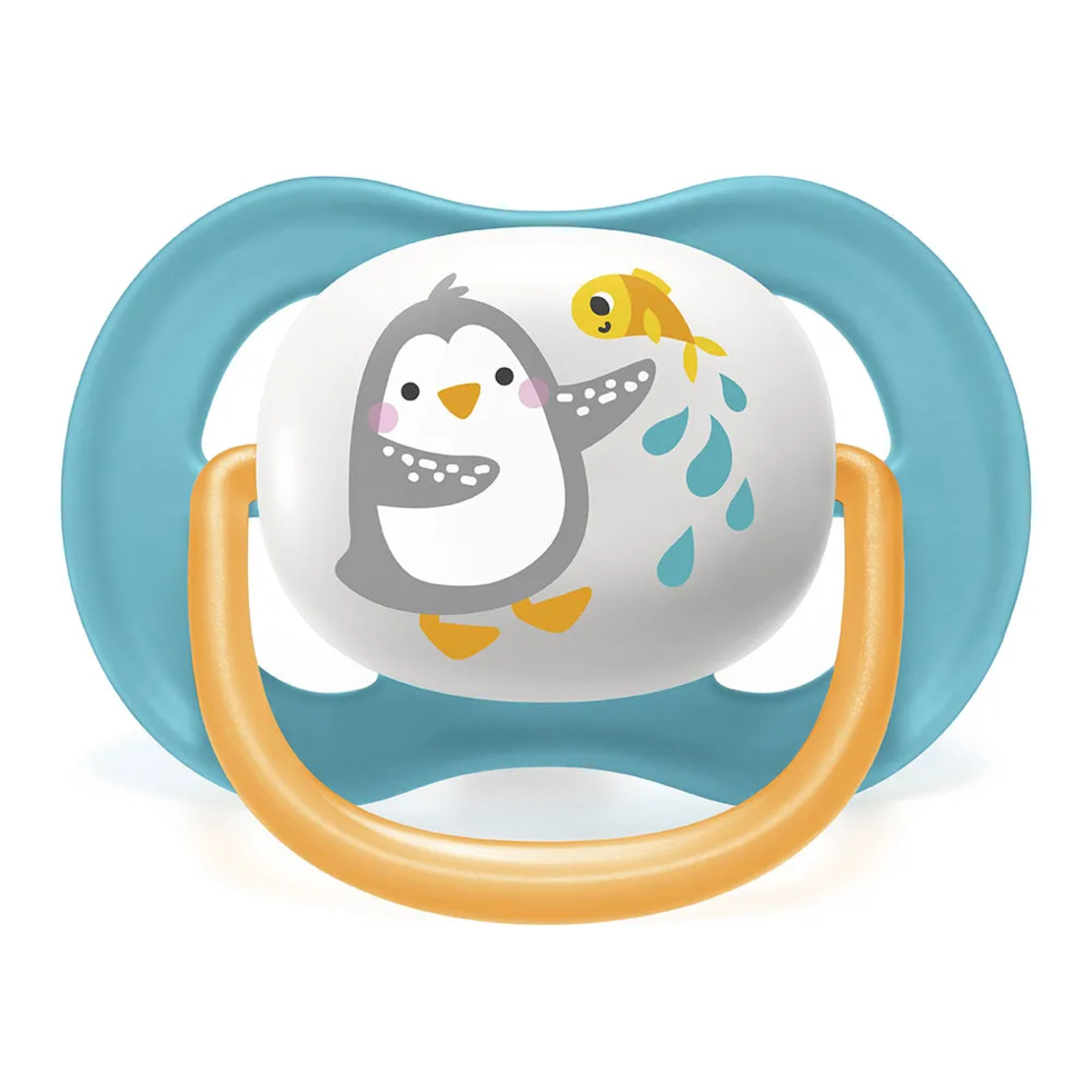 Philips AVENT SCF080/07 Комплект 2 Броя Ортодонтични Залъгалки Ultra Air Animals 6-18м+ Декорация Пингвин и Костенурка в Кутия за Стерилизиране