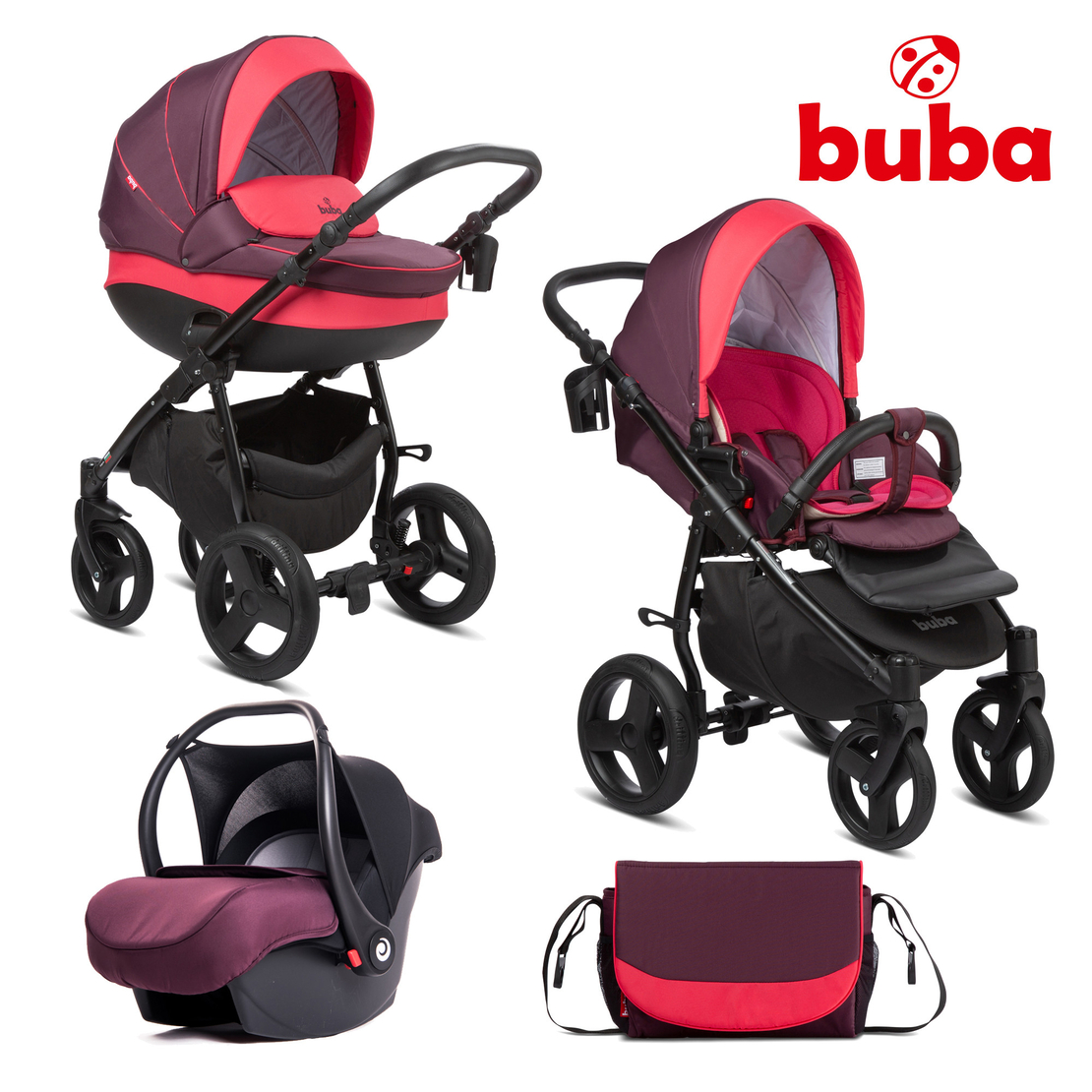  Бебешка количка 3в1 Buba Bella 706, Burgundy 