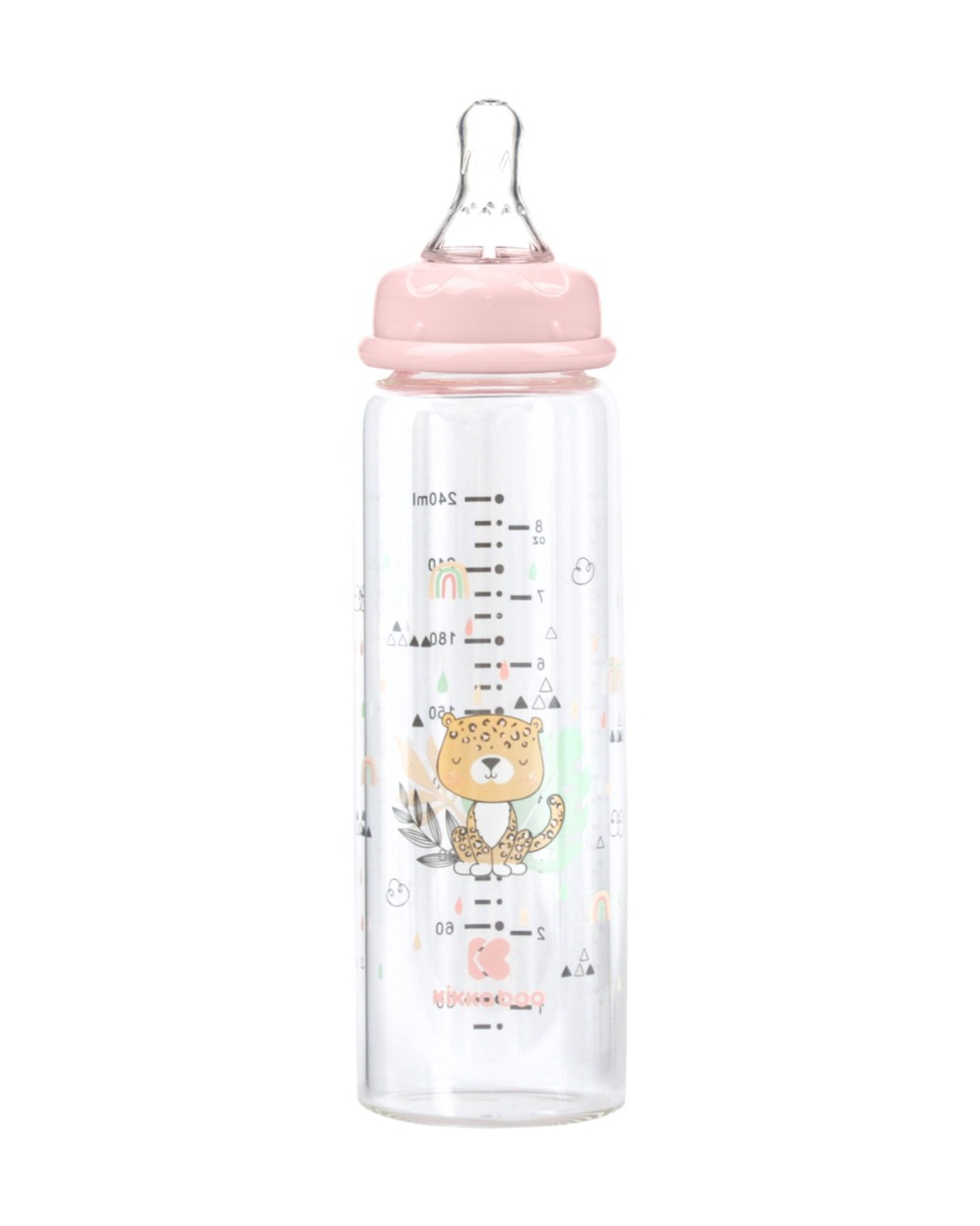 KikkaBoo Шише Стъклено 240мл Savanna Pink