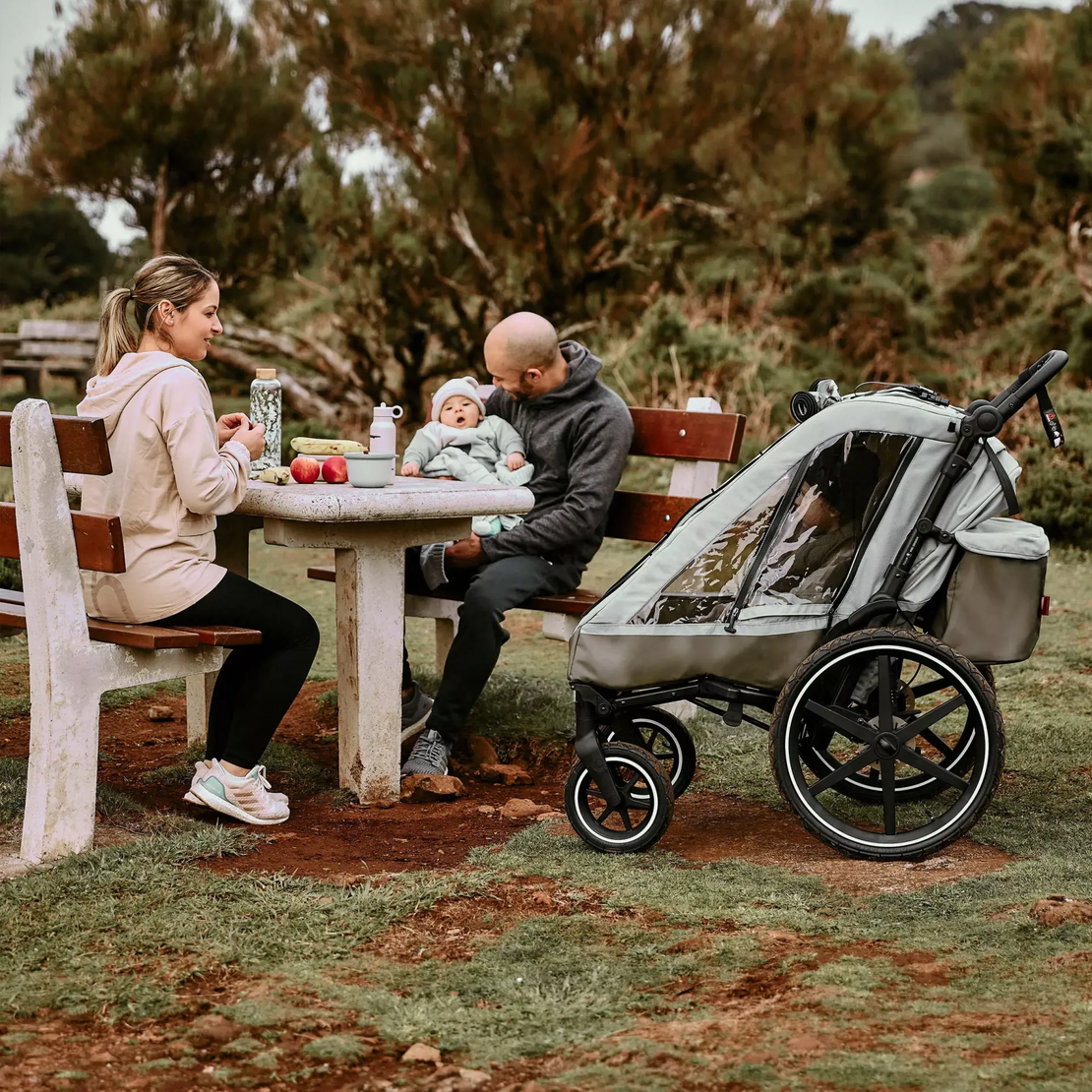 ABC Design Детска Количка за Колело Bicycle Trailer Tour Olive with 2 Comfort Seats & Air Wheels