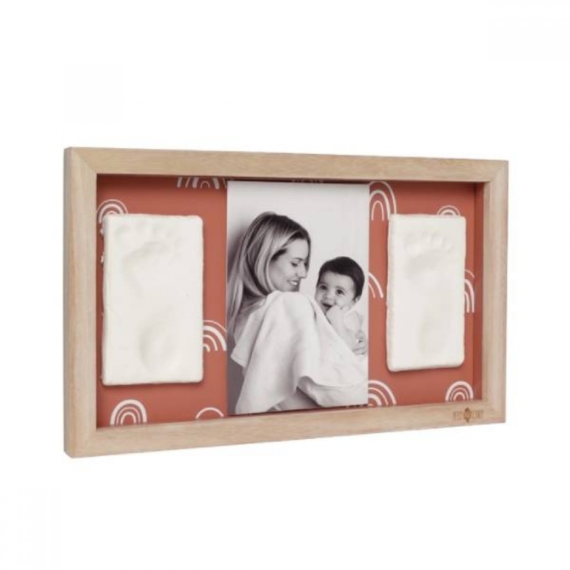 Petit ARTichaut Дървена Рамка за 2 Бебешки Отпечатъка и Снимка Rainbow Terracotta